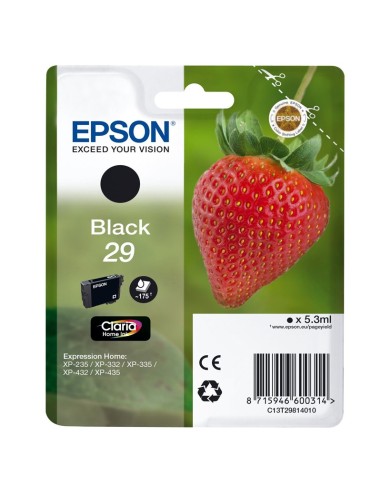 CARTUCHO EPSON T298140 NEGRO PN: C13T29814012 EAN: 8715946625966   