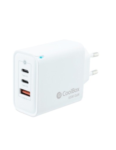 CARGADOR  5V ENCHUFE 2 X USB   TYPE C, 1 X USB PN: COO-CUP-65CCA EAN: 8437012429970   