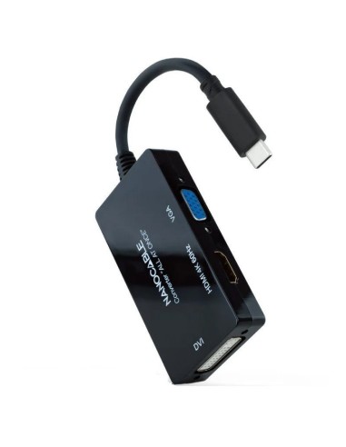 CONVERSOR USB TYPE-C A HDMI H, HDMI H, DVI H, VGA H NEGRO PN: 10.16.4301-ALL EAN: 8433281013049   