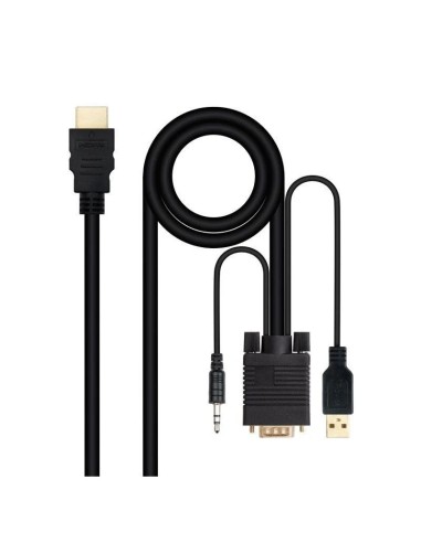 ADAPT. HDMI A VGA + JACK 3.5 +  USB-A 1.8M NEGRO PN: 10.15.4350 EAN: 8433281013834   