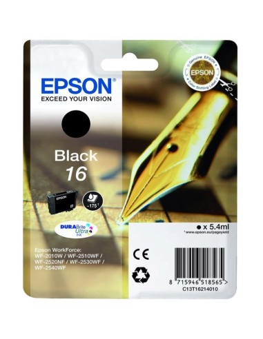 CARTUCHO EPSON T162140 NEGRO PN: C13T162140 EAN: 8715946624884   