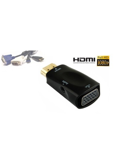 CONVERSOR HDMI A VGA + AUDIO   NEGRO PN: HDMI A VGA + AUD EAN: 1000000002453   