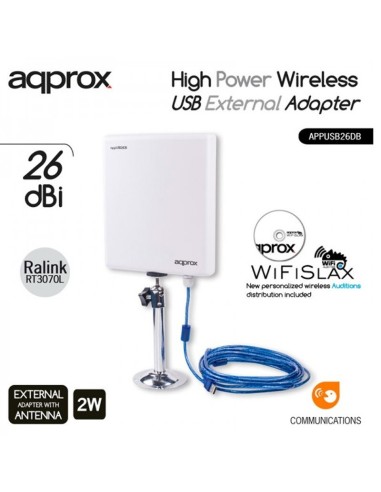 WIRELESS USB CON ANTENA EXTERN A DIRECCIONAL , BLANCO PN: APPUSB26DB EAN: 8435099517900   