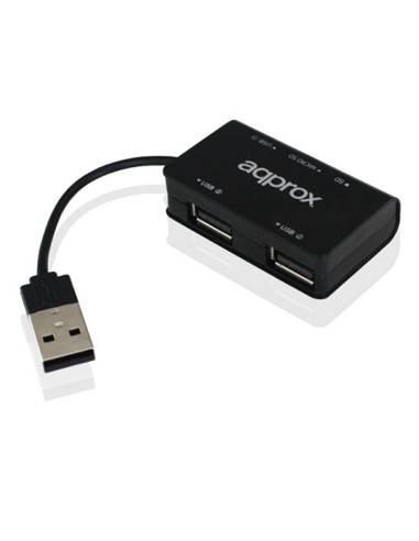 HUB 3 PTOS USB 2.0 + LECTOR TA RJETAS APPROX NEGRO PN: APPHT8B EAN: 8435099520924   