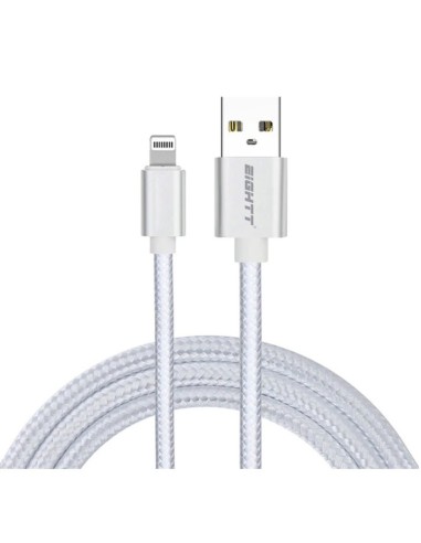 CABLE USB 2.0  1 M A LIGHTNING  CARGA TRENZADO IPHONE PLATA PN: ECI-2S EAN: 8425402170854   