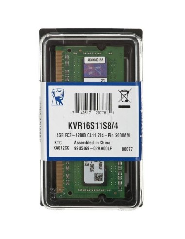 SODIMM DDR3 4GB/1600 KINGSTON  MHz PN: KVR16S11S8/4 EAN: 740617207781    