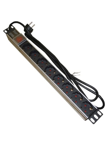 REGLETA 8 TOMAS ARMARIO RACK 1 9"  CON INTERRUPTOR PN: 3050001 EAN: 1000000003664   