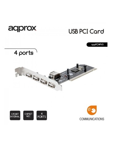 CONTROL. 4 PTOS USB 2.0 APPROX  PCI + 1 PTO USB INTERNO PN: APPPCI4PV3 EAN: 8435099512684   