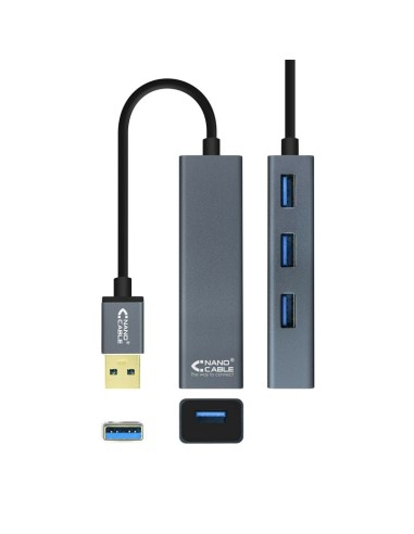 HUB USB 3.0 USB-A/M ALUMINIO N ANO CABLE CORTO PN: 10.16.4402 EAN: 8433281009714   